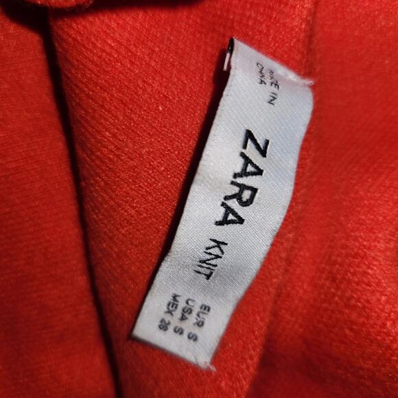 EUC Zara Blood Orange Red Bow Tie Back Cropped Sweater Sz S - Picture 4 of 4